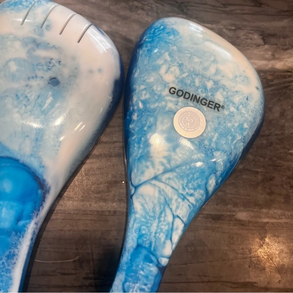 Godinger Radiant Resin Blue Salad Servers Ocean NEW In Box